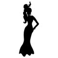 Vector illustration with silhouette of woman dancing belly dance Royalty Free Stock Photo