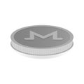 Vector illustration of a silver coin with the symbol cryptocurrency monero
