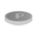 Vector illustration of a silver coin with the symbol cryptocurrency Peercoin