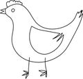 vector illustration of a black outline chicken