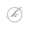 Vector illustration simple elegant Initial Letter type k beauty logo with circle sign symbol Icon