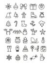 Vector illustration simple set of Christmas icons. New year and winter outline icons on white background.