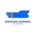 Vector illustration of simple ship in blue color in flat style. Can be used for shipping company logo