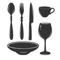 Table setting items silhouette