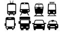 Vector illustration of a simple single color vehicle and transport related icons for your design or application Royalty Free Stock Photo