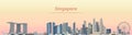 Vector illustration of Singapore city skyline at sunrise Royalty Free Stock Photo