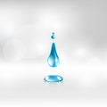 Vector illustration of a single blue shiny water drop Royalty Free Stock Photo