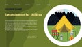 Vector illustration of the site for children s camping, health camps and tourism. Flat illustration of the main page of Royalty Free Stock Photo