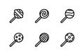 Vector illustration of six different lollipops with various patterns ideal for coloring book tattoo design Royalty Free Stock Photo