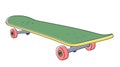 Illustration of Skateboard in Colored Outline Style, Half Turn View