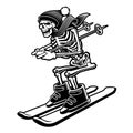 Vector illustration of a skeleton on the skis Royalty Free Stock Photo