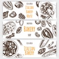 Vector illustration sketch. bread, loaf, baguette, focaccia, pizza. italian bakery house Royalty Free Stock Photo