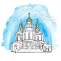 Vector illustration of sketch church Royalty Free Stock Photo