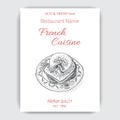 Vector illustration sketch - egg poached. Card Menu french cuisine. vintage design template, banner.