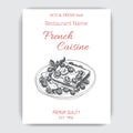Vector illustration sketch - french toast. Card Menu french cuisine. vintage design template, banner.