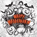Vector illustration of sketch Halloween characters Royalty Free Stock Photo