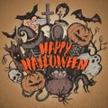 Vector illustration of sketch Halloween characters