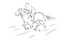 Vector illustration of sketch horseman galloping on horse Royalty Free Stock Photo