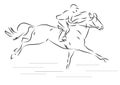 Vector illustration of sketch horseman galloping on horse Royalty Free Stock Photo