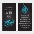 Vector illustration sketch - logo seafood. Restaurant menu.