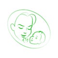 Vector illustration sketch mother with small baby