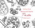 Vector illustration sketch - pasta. Card menu italian resraurant