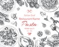 Vector illustration sketch - pasta. Card menu italian resraurant.