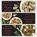 Vector illustration sketch - pasta. Card menu italian restaurant. Banner italan food Royalty Free Stock Photo