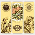 Vector illustration sketch - pasta. Card menu italian restaurant. Banner italan food Royalty Free Stock Photo