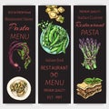 Vector illustration sketch - pasta. Card menu italian restaurant. Banner italan food Royalty Free Stock Photo