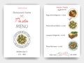 Vector illustration sketch - pasta. Card menu italian restaurant. Banner italan food Royalty Free Stock Photo