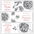 Vector illustration sketch - pasta. Card menu italian restaurant. Banner italan food Royalty Free Stock Photo