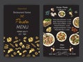 Vector illustration sketch - pasta. Card menu italian restaurant. Banner italan food Royalty Free Stock Photo