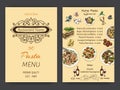 Vector illustration sketch - pasta. Card menu italian restaurant. Banner italan food Royalty Free Stock Photo