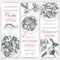 Vector illustration sketch - pasta. Card menu italian restaurant. Banner italan food. Royalty Free Stock Photo