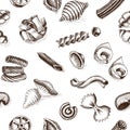 Vector illustration sketch - pasta. Pattern Italian food.