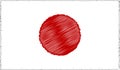 Vector Illustration of Sketch Style Japan Flag