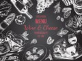 Vector illustration sketch -wine and cheese. Card Menu restaurant. vintage design template, banner.