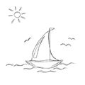 Vector, illustration, sketchy, boat
