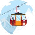 Vector illustration of a ski lift cable car for the winter