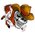 Vector illustration skull cowboy ride a horse