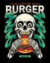 Vector illustration skull eating burger