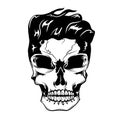 Vector illustration of skull with hipster hairstyle.