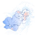 Vector illustration of sleeping baby Royalty Free Stock Photo