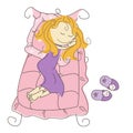 Vector illustration of sleeping princess