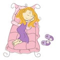 Vector illustration of sleeping princess Royalty Free Stock Photo