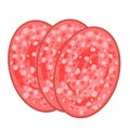 Vector illustration of slices of salami sausage