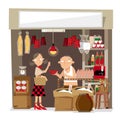 Vector illustration of a small local grocery store in Hong Kong