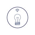 Smart home lighting control icon illustration. Light bulb with wi-fi symbol Royalty Free Stock Photo