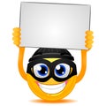 Smiley Emoticon Burglar holding a Blank Board